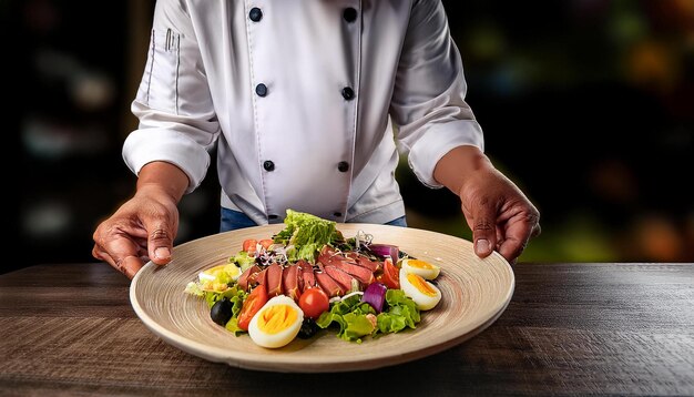 Bucătar pregătind o farfurie